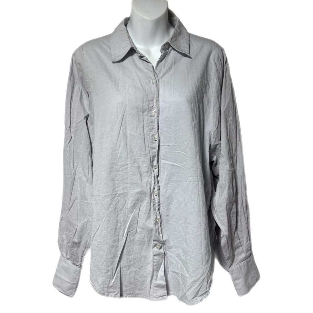Modern Citizen Organic Cotton Button Down Shirt Light Gray Minimalist Large